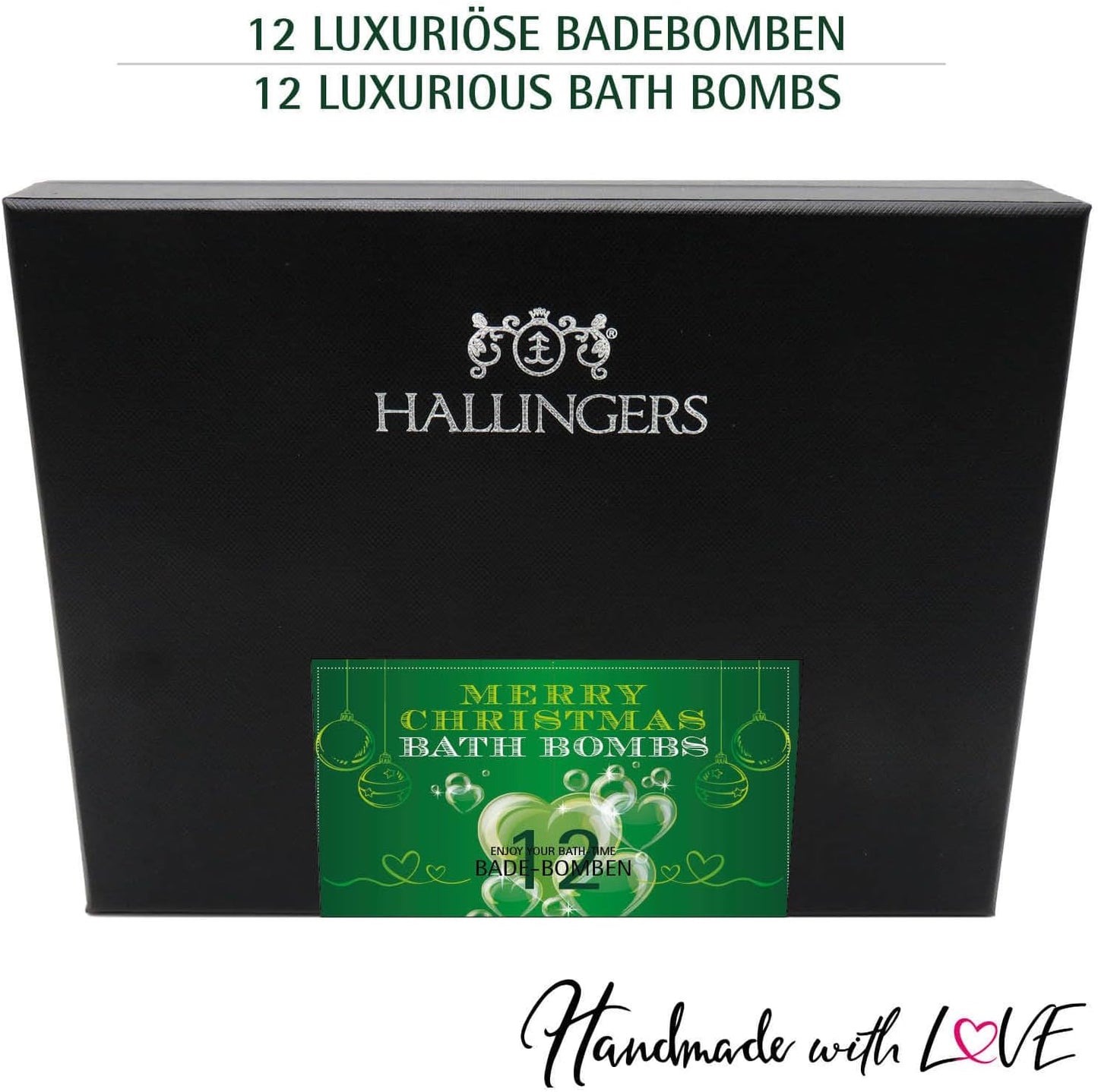 Hallingers Merry Christmas - Bath Bombs - Green - Weihnachtliches 12Er Badebomben-Geschenk-Set Zu Weihnachten Als Geschenk Zur Weihnacht (Set) - Geschenk Im Sommer & Als Perfektes Grillgeschenk | Gebu
