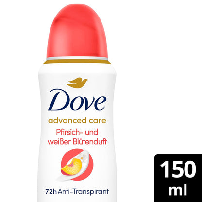 Dove Advanced Care anti Transpirant Deo-Spray Go Fresh Pfirsich- Und Weißer Blütenduft Mit Skin Hydration Technology 150 Ml