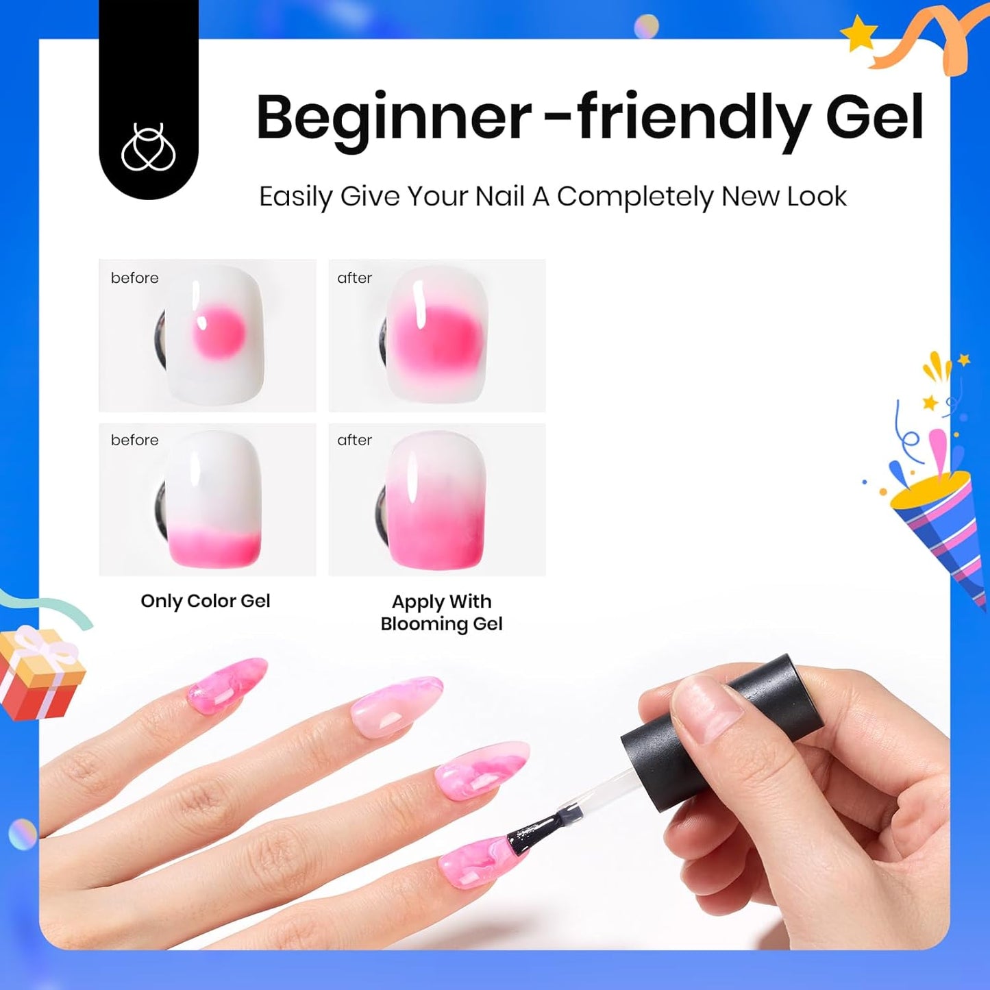 Beetles Blooming Gel, 15 Ml, Klarer Uv-Nagellack Für Nailart-Design, Blumen-Gel-Nagellack Zum Auftragen Von Effekten Beim Nageldesign, Maniküre, Geschenk Für Frauen