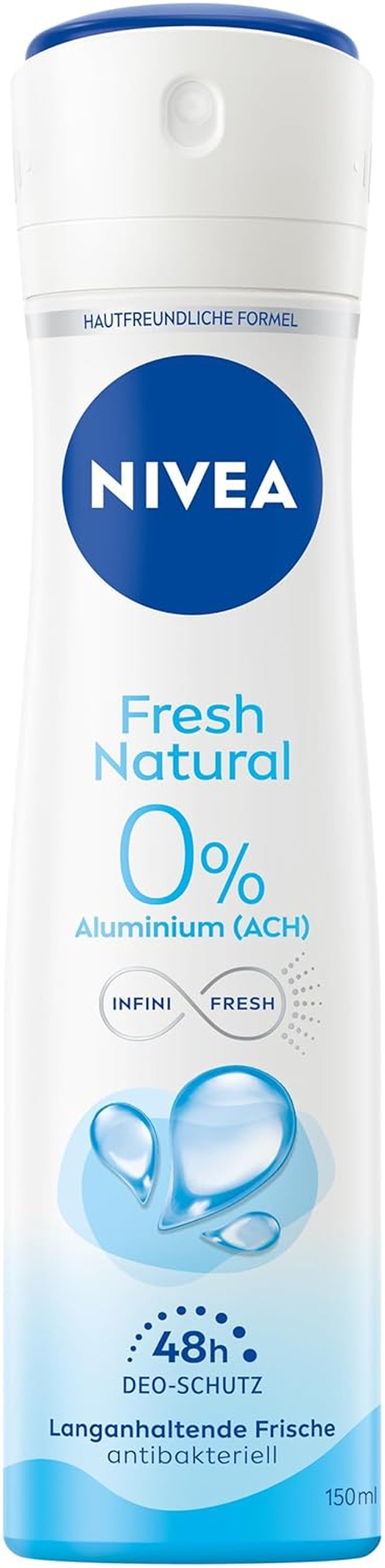NIVEA Fresh Natural Deo Spray, Deo Ohne Aluminium (ACH) Mit Sanfter Pflege, Antibakterielles Deodorant Mit 48H Schutz Und Einzigartiger INFINIFRESH Formel (150 Ml)