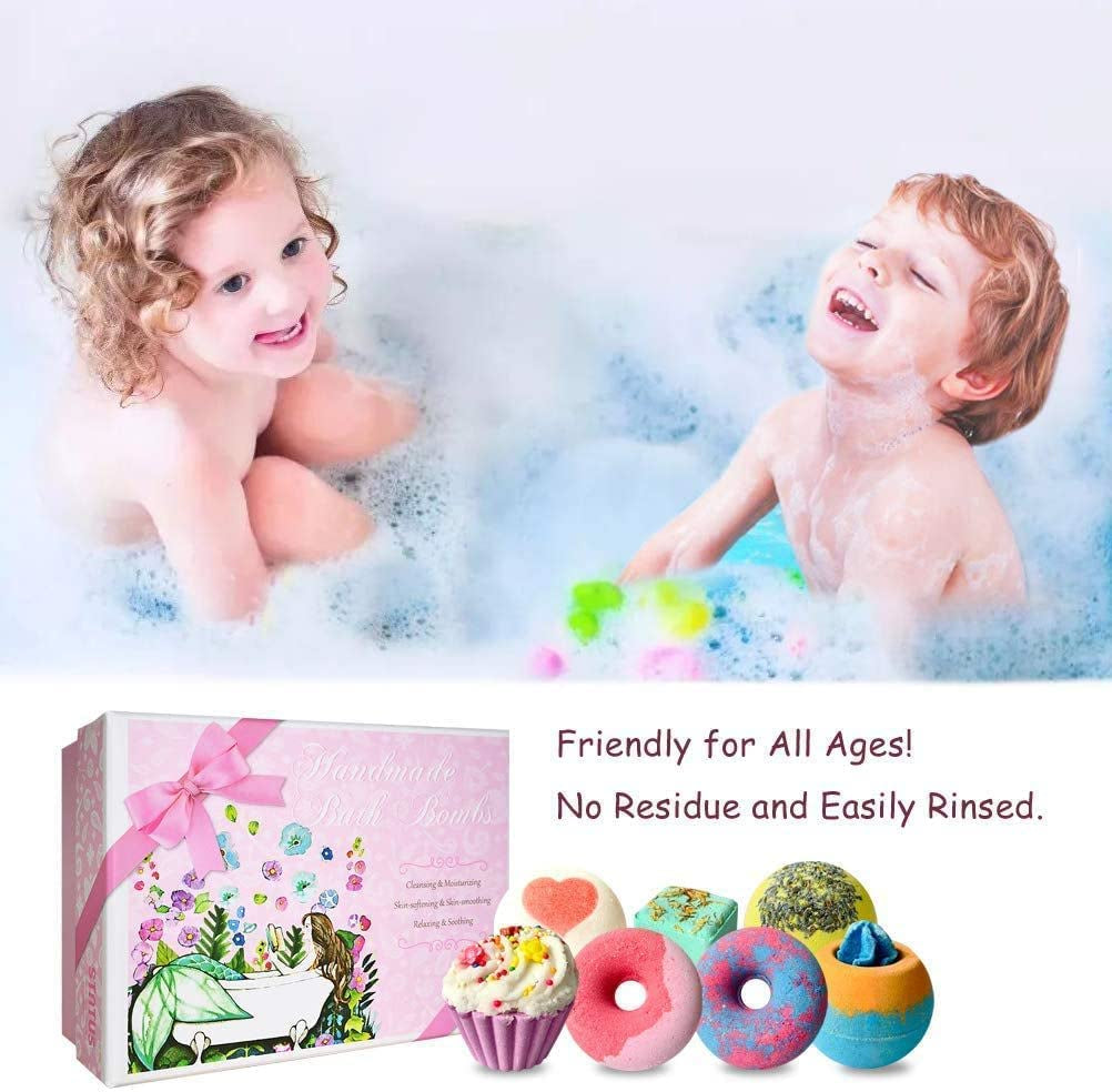Bath Bombs, 7 Natural Bath Bomb Gift Set, Handmade Bubble Bathbombs for Women Kids, Gifts for Mom Her Girlfriend, Mothers Day Gifts, Birthday Valentines Christmas Gifts for Women