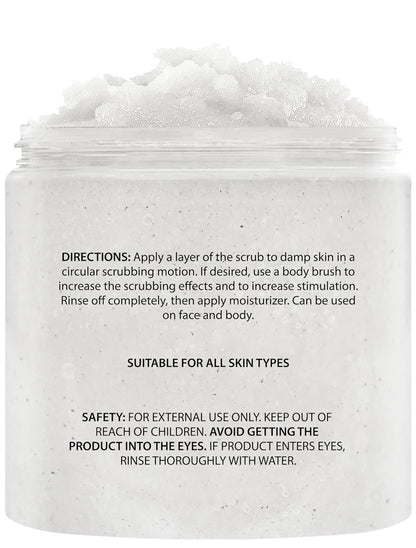 Coconut Milk Body Scrub 10 Oz - Made with Dead Sea Salt and Essential Oils - anti Cellulite, Stretch Marks, and Varicose Veins -