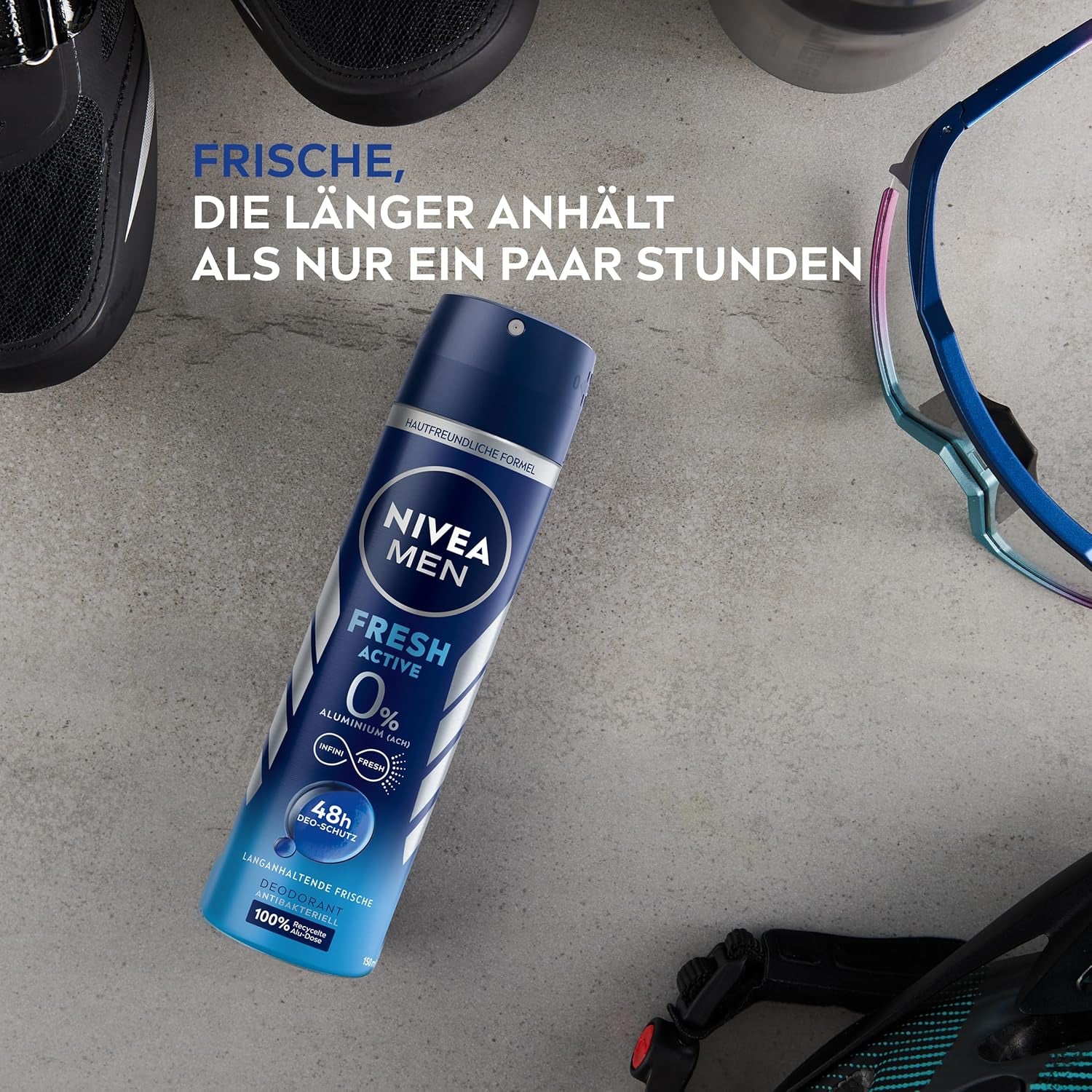 NIVEA MEN Fresh Active Deo Spray, Deodorant Mit Einzigartiger INFINIFRESH Formel Und Meeresextrakten, Deo Ohne Aluminium (ACH) Für 48H Schutz (150 Ml)