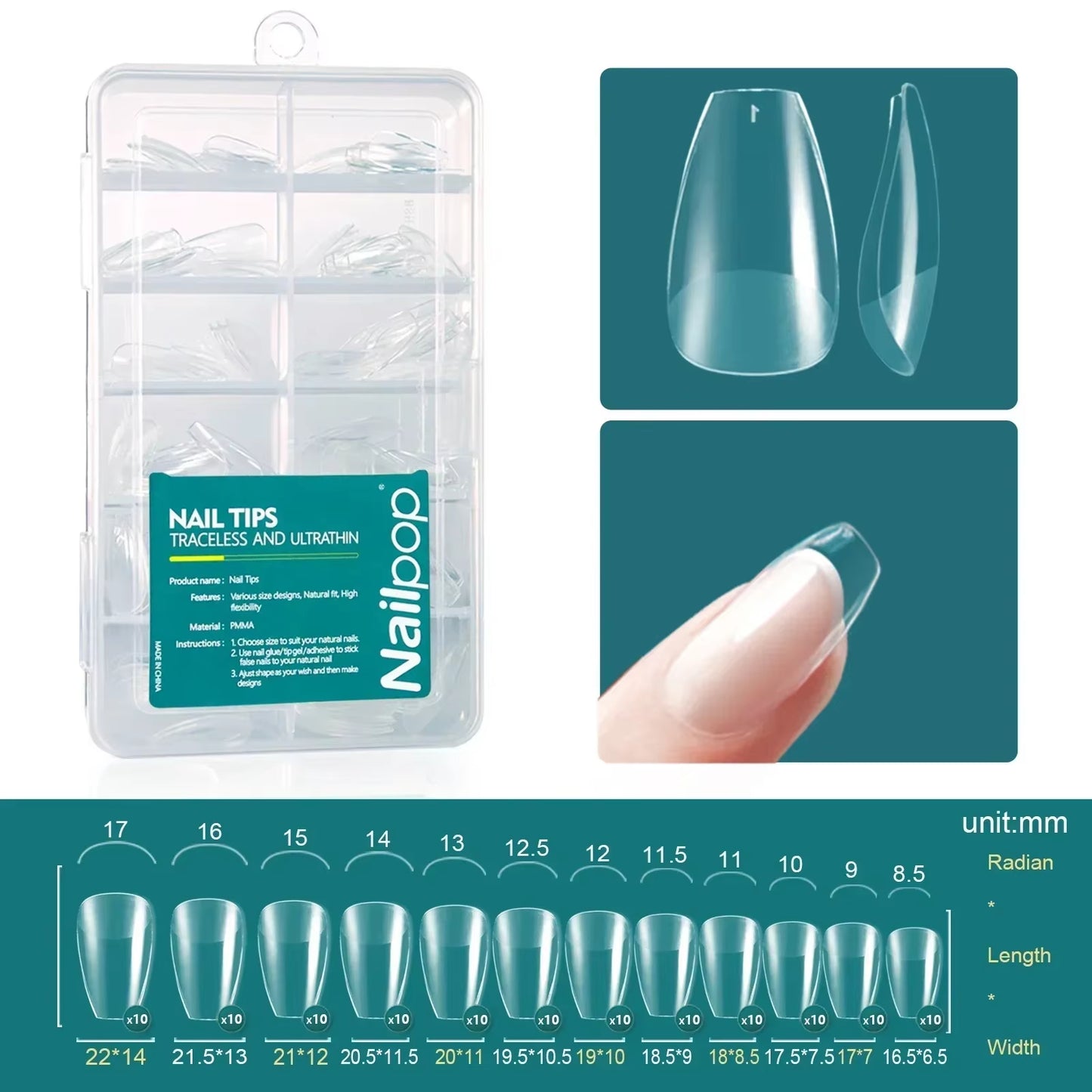 120Pcs/Box Gel X Nail Tips Medium Short Shape Almond/Square/Soft Gel Nail Tips False Nails Soak off Easy Nail Extensions