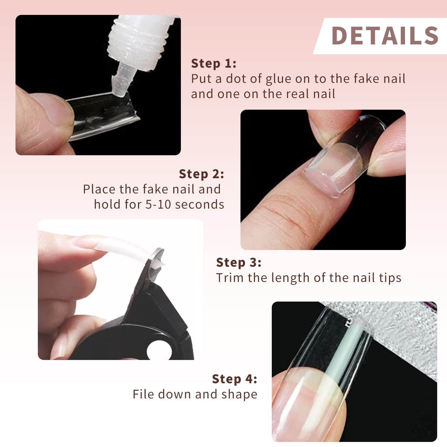 24 Stück Künstliche Nägel Lange Weiß Falsche Nägel Ballerina Acrylic Natürlich Drücken Auf Den Nägeln Full Cover Für Frauen(Schwarzes Gold Schwarz)