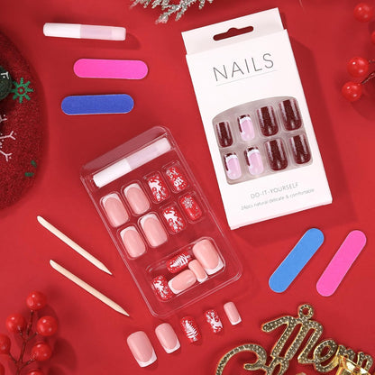 MELLIEX 48 Stück Press on Nails Weihnachten,Vollständige Abdeckung Künstliche Nägel Weihnachten Frauen Fingernägel Zum Aufkleben Weihnachten Für Frauen Nagelkunst Dekoration