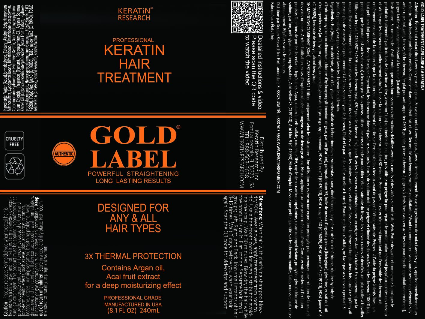 Gold Label Professional Brazilian Keratin Blowout Hair Treatment Super Enhanced Formula Specifically Designed for Coarse, Curly, Black, African, Dominican, and Brazilian Hair Types 240Ml