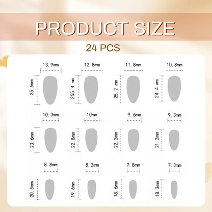 24 Stücke Schwarze Press on Nails Mittel Almond Gotische Falsche Nägel Schwarz Ombre Akryl Glänzend Klebe-Auf Stiletto Künstliche