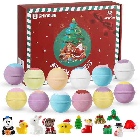 12 Pack Bath Bombs with Surprise Toys Inside, 2.6 Lbs Organic Bath Bombs for Kids, Bubble Bath Bomb Gift Set, Natural Handmade Fizzy Balls Kit Great Gift for Christmas
