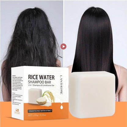 Reiswasser Shampoo- Und Conditioner 2-In-1 - Fester Shampoo Bar Für Trockenes Und Geschädigtes Haar, anti Spliss Frizz, Rice Water, 100G