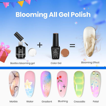 Beetles Blooming Gel, 15 Ml, Klarer Uv-Nagellack Für Nailart-Design, Blumen-Gel-Nagellack Zum Auftragen Von Effekten Beim Nageldesign, Maniküre, Geschenk Für Frauen
