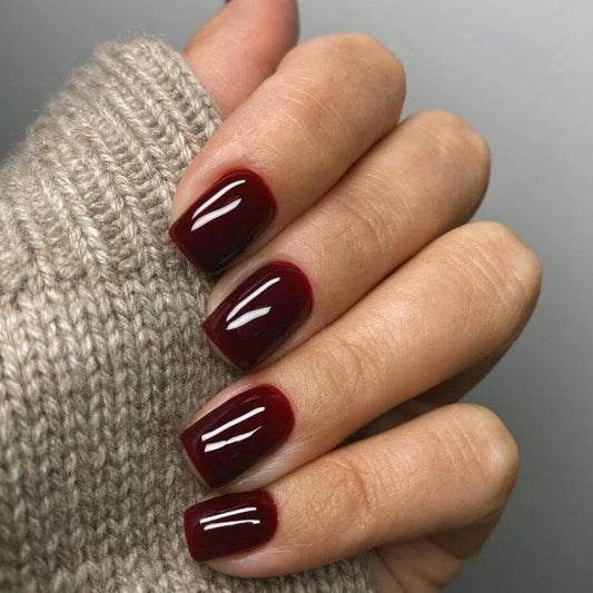 French Press on Nails, 24 Stück Rot Quadratische Nägel Zum Aufkleben Kurz, Full Cover Nageltip Tips Für Gelnägel, Künstliche Nägel, Fingernägel Fake Nails Für Frauen ＆ Mädchen Nail Art (Red)