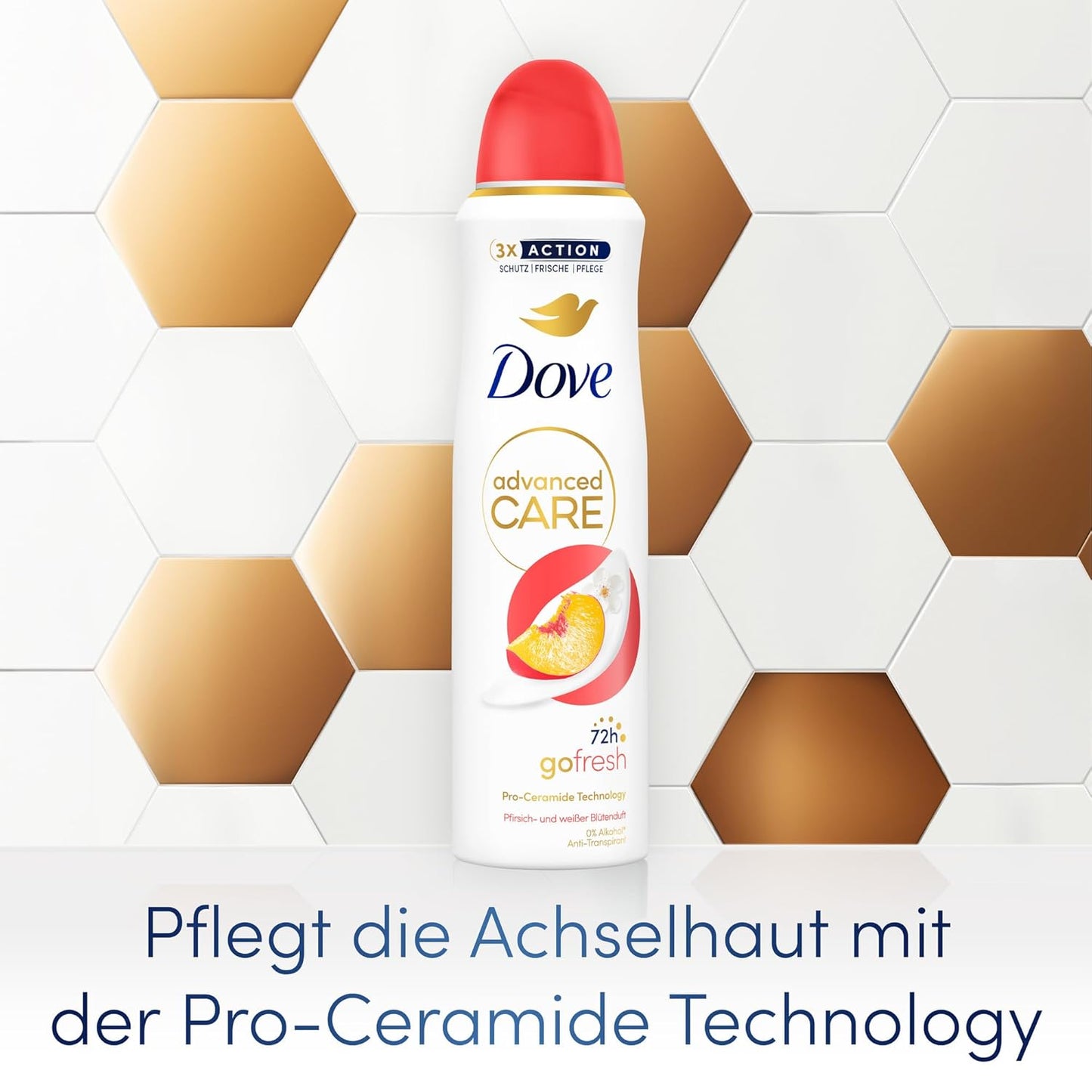Dove Advanced Care anti Transpirant Deo-Spray Go Fresh Pfirsich- Und Weißer Blütenduft Mit Skin Hydration Technology 150 Ml