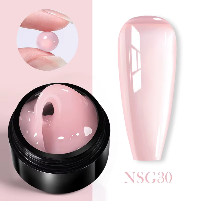 30Ml Glitter Pink Hard Jelly Nail Extension Gel Nail Polish Milky White Clear Color Soak off UV Construction Gel
