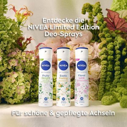 NIVEA Deo Spray Floral Love Limited Edition, Deodorant Mit 72H Anti-Transpirant-Schutz, Antitranspirant Mit Einer Duftkomposition Aus Orientalischen Blüten (150 Ml)