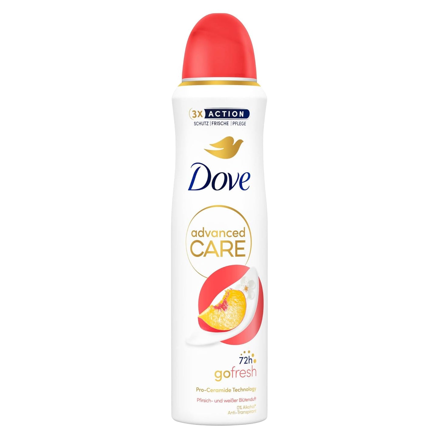 Dove Advanced Care anti Transpirant Deo-Spray Go Fresh Pfirsich- Und Weißer Blütenduft Mit Skin Hydration Technology 150 Ml