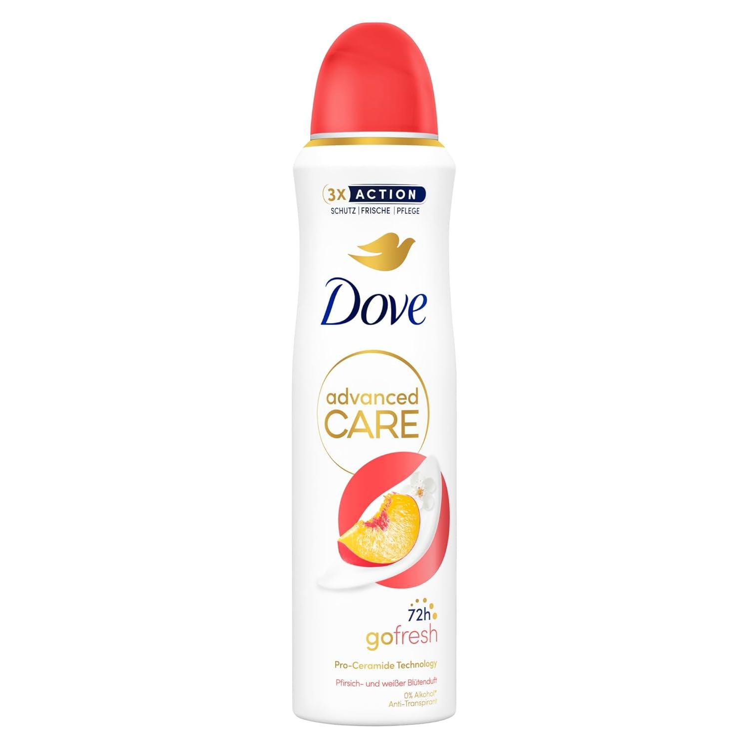 Dove Advanced Care anti Transpirant Deo-Spray Go Fresh Pfirsich- Und Weißer Blütenduft Mit Skin Hydration Technology 150 Ml