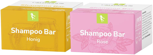 GREENDOOR Bio Shampoo Bar SPARSET HARMONY Honig & Rose 2 X 75G, Festes Haarshampoo Natürlich Ohne Sulfate, Naturkosmetik Mit Aloe Vera, Natur Haar-Pflege Haare