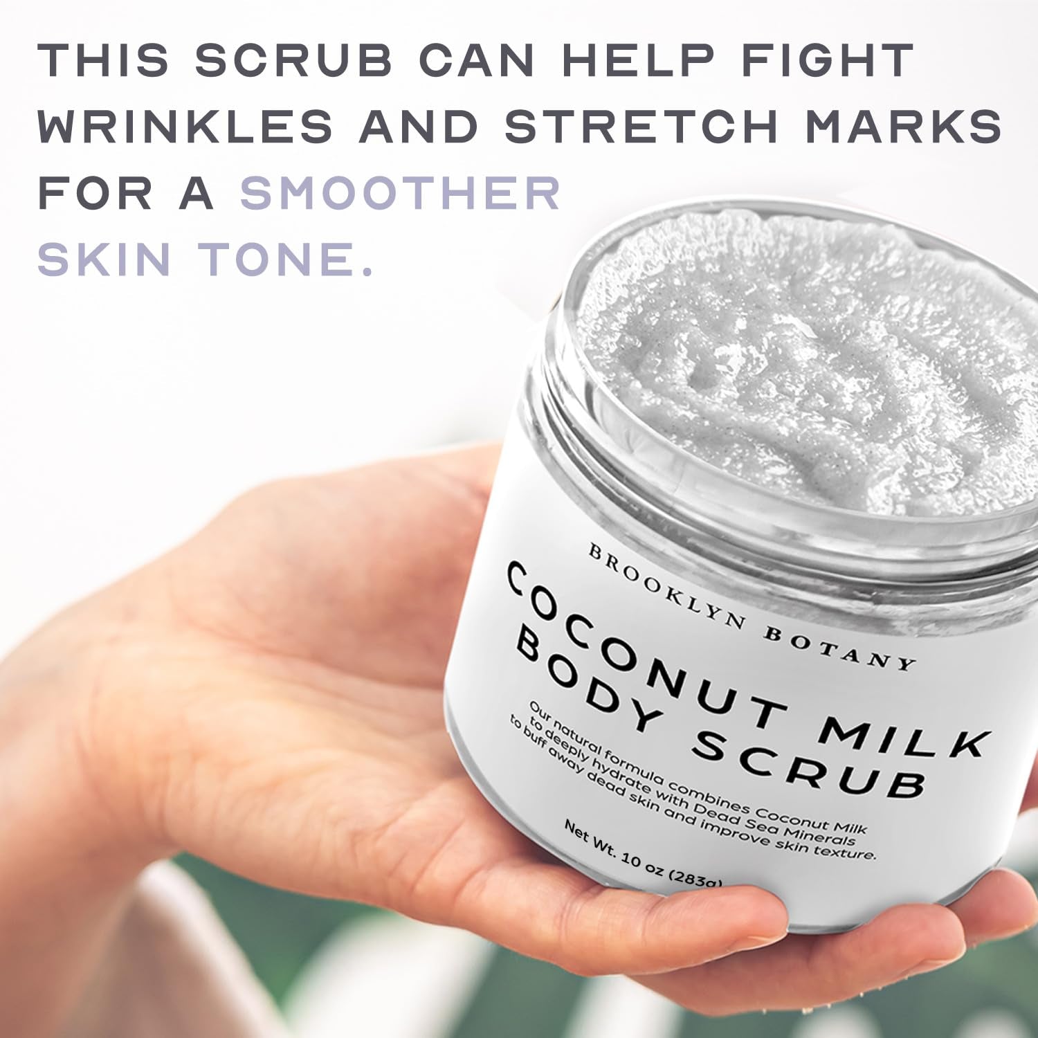 Coconut Milk Body Scrub 10 Oz - Made with Dead Sea Salt and Essential Oils - anti Cellulite, Stretch Marks, and Varicose Veins -