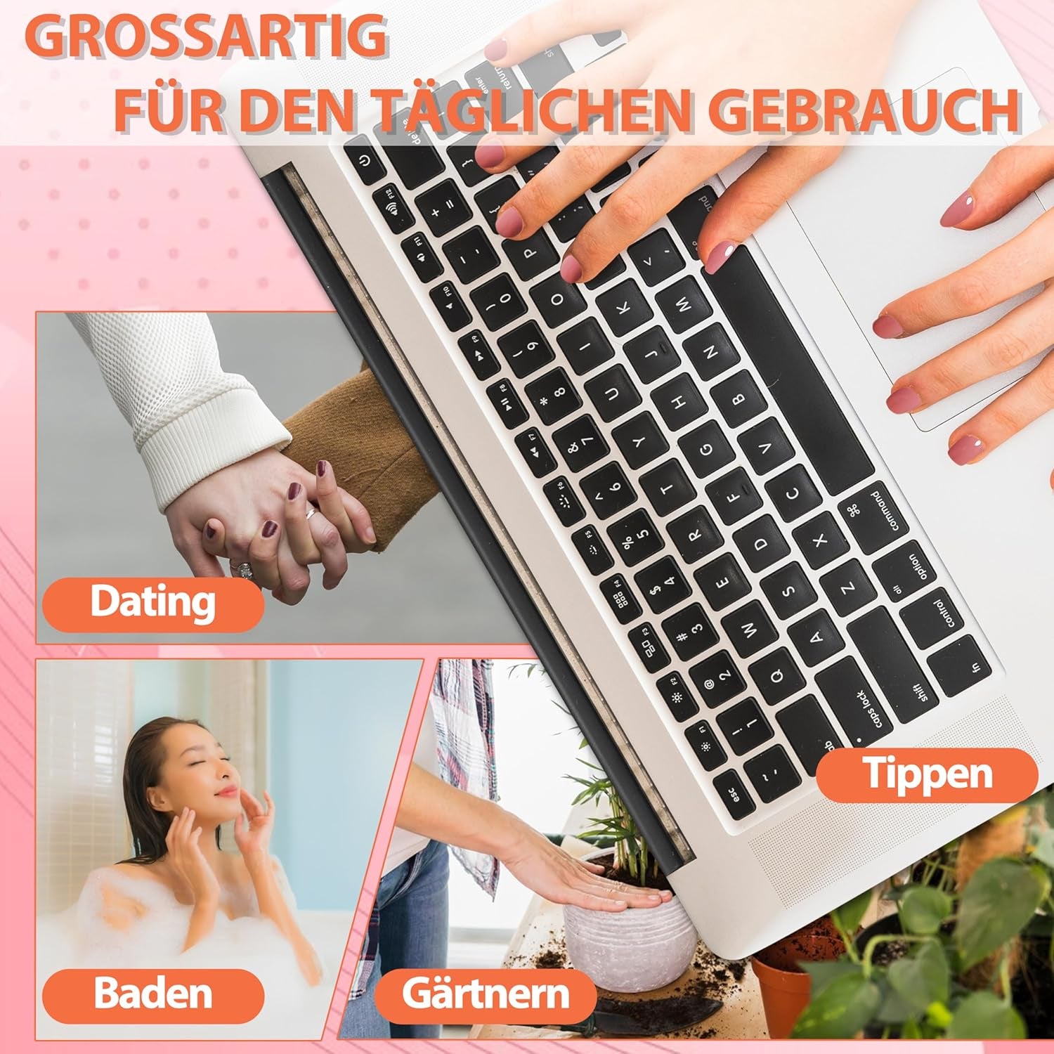 French Press on Nails, 24 Stück Rot Quadratische Nägel Zum Aufkleben Kurz, Full Cover Nageltip Tips Für Gelnägel, Künstliche Nägel, Fingernägel Fake Nails Für Frauen ＆ Mädchen Nail Art (Red)