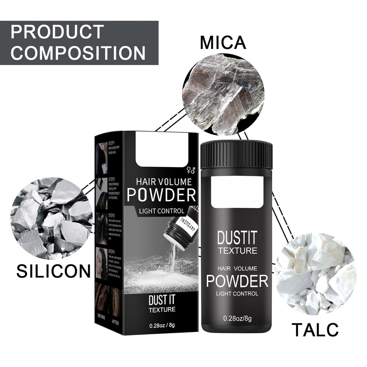 Hair Powder, Hair Fluffy Powder, Hair Volumising Powder, Hair Styling Powder, Volume Fluffy Hair Powder, Mattifying Hair Powder, Keep Hair Soft and Fluffy All Day Long(8G)