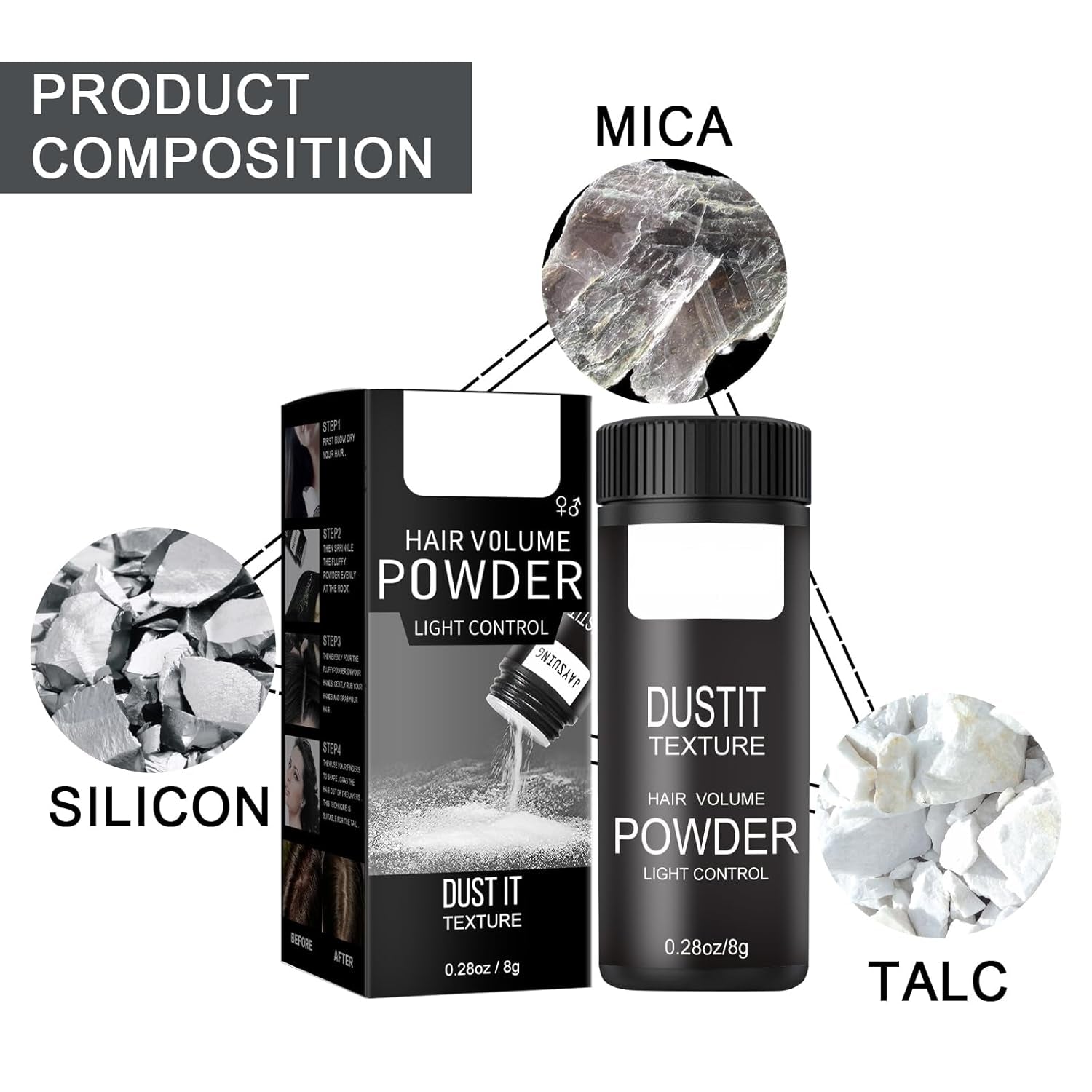 Hair Powder, Hair Fluffy Powder, Hair Volumising Powder, Hair Styling Powder, Volume Fluffy Hair Powder, Mattifying Hair Powder, Keep Hair Soft and Fluffy All Day Long(8G)
