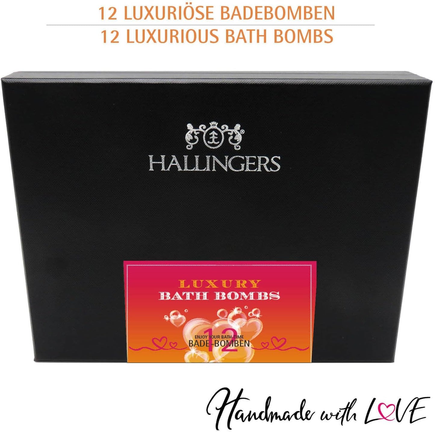 Hallingers Luxury Bath Bombs - Orange - 12Er Badebomben-Geschenk-Set Mit Zwölf Bathbombs (Set) - Geschenk Im Sommer & Als Perfektes Grillgeschenk | Glückwunsch Glückwünsche Neues Zuhause