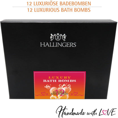 Hallingers Luxury Bath Bombs - Orange - 12Er Badebomben-Geschenk-Set Mit Zwölf Bathbombs (Set) - Geschenk Im Sommer & Als Perfektes Grillgeschenk | Glückwunsch Glückwünsche Neues Zuhause