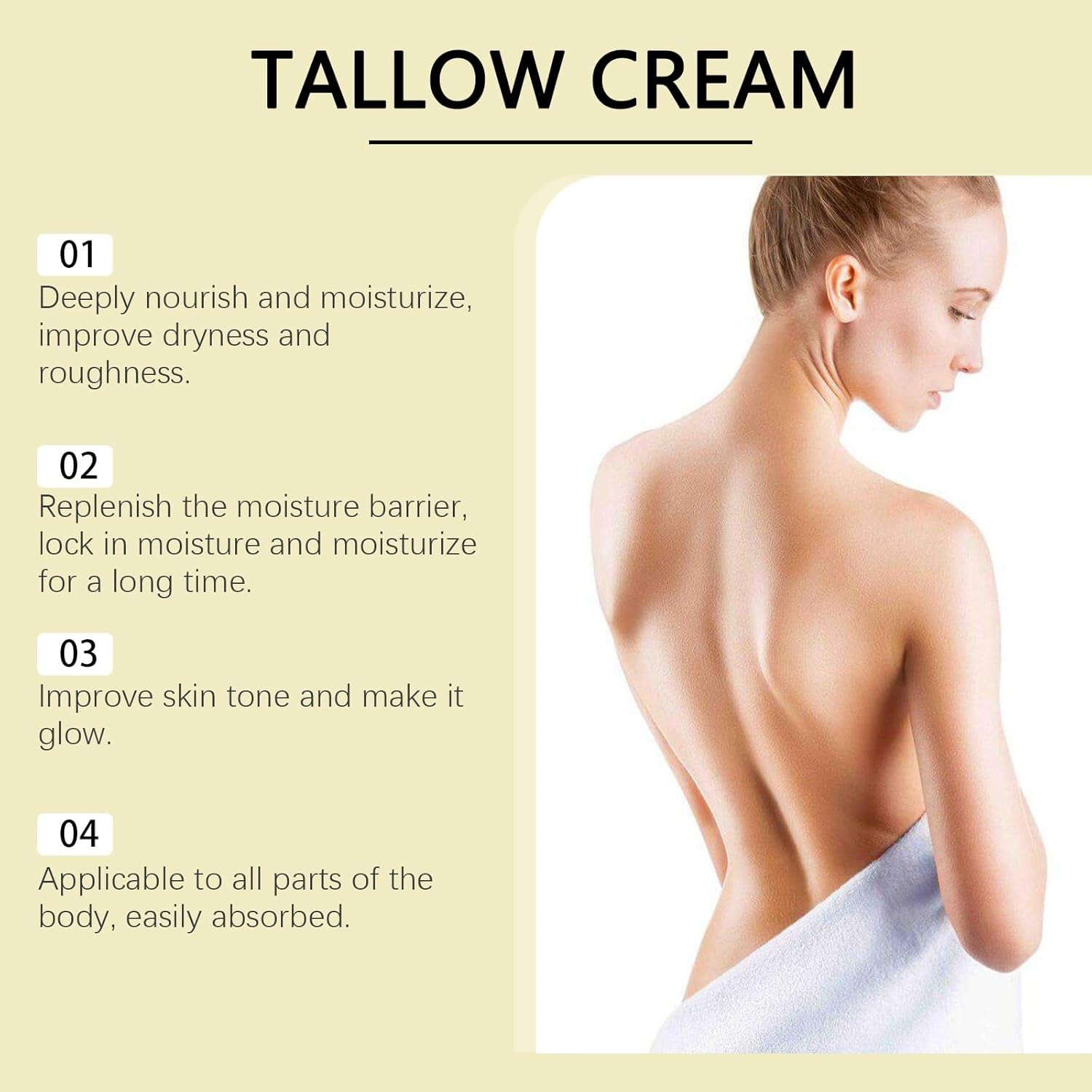 Beef Tallow Skincare, Beef Tallow Honey Balm, Natürlich Bodylotion Cream, Grass Fed Tallow Raw Wild Honey Zur Gesicht Und Körper Gepeitschte Feuchtigkeit