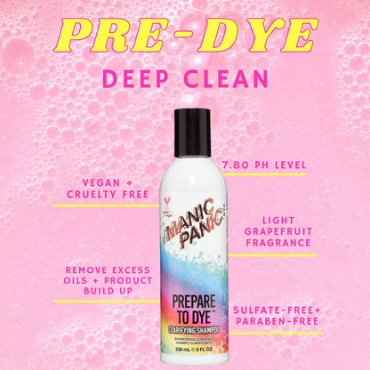 Manic Panic – Prepare to Dye Klärendes Shampoo, Vegan, Tierversuchsfrei, Vorwäsche Vor Dem Färben, Bereitet Das Haar Auf Die Farbe Vor, 236 Ml
