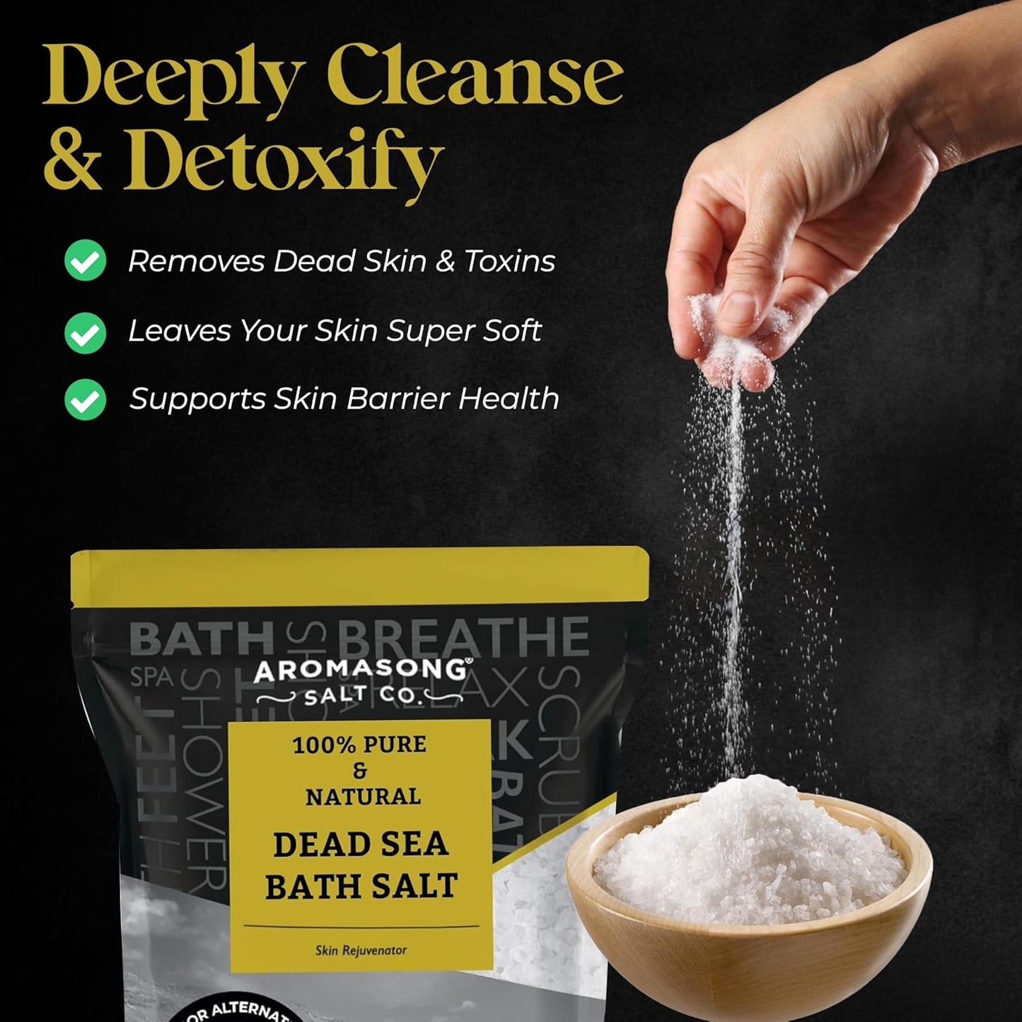 Dead Sea Salt - Spa Bath Salt - 19 Lbs Fine Grain Bulk - 100% Pure - Better Absorbing than Epsom Salt - Soak for Women & Men for Skin Issues and to Relax Tired Muscles - Resealable Pack.