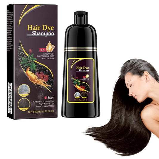 Haarfärbeshampoo, 500Ml Shampoo Für Gefärbtes Haar, Glättendes Shampoo, Hair Dye Shampoo 3-In-1, Reinigendes & Reparierendes Shampoo, Braun, Magic Hair Shampoo