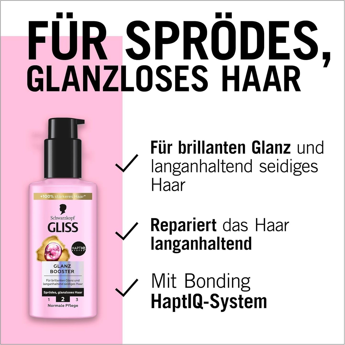 GLISS Glanz Booster Haarserum (100 Ml), Haarpflege Für Brillanten Glanz, Leave in Haarpflege & Gliss Night Elixier Ultimate Repair (100 Ml), Haarserum Regeneriert Geschädigtes Haar Im Schlaf