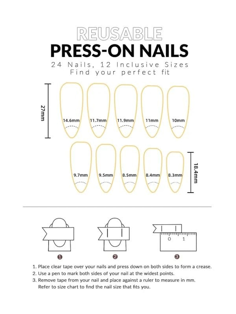 Mouyouglow Press on Nails Kurz,Almond Nude Blau French Chrome 3D Rot Gold Rib Cool Y2K Coquette Fake Nails Mit Nagelkleber,Goldene Red Blue Künstliche Fingernägel