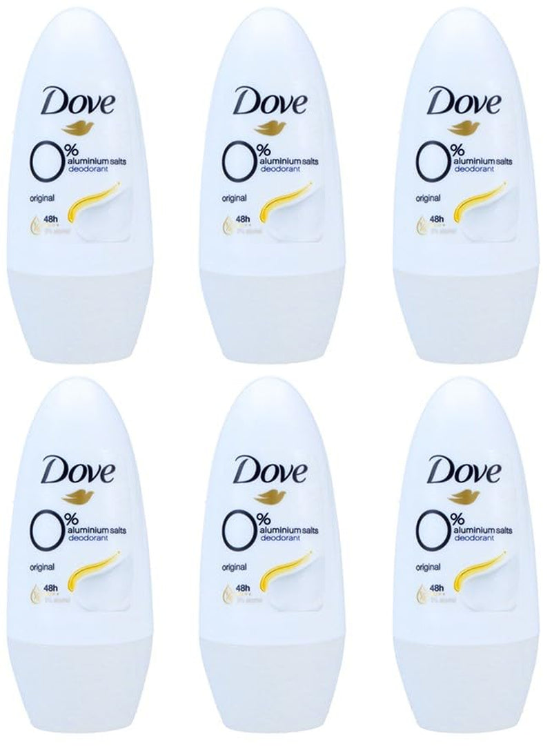 6X Dove Deo Roll-On Original Anti-Transpirant Für 48H Schutz 0% Aluminiumzalts & Alkohol,50Ml (6Er Pack)