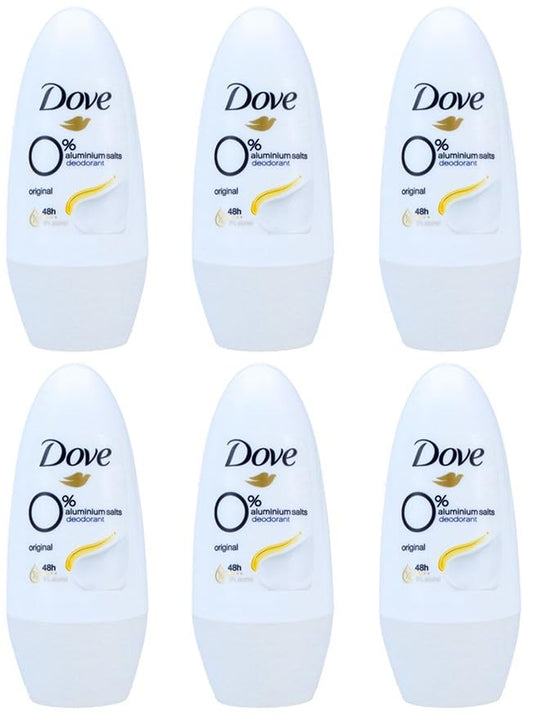 6X Dove Deo Roll-On Original Anti-Transpirant Für 48H Schutz 0% Aluminiumzalts & Alkohol,50Ml (6Er Pack)