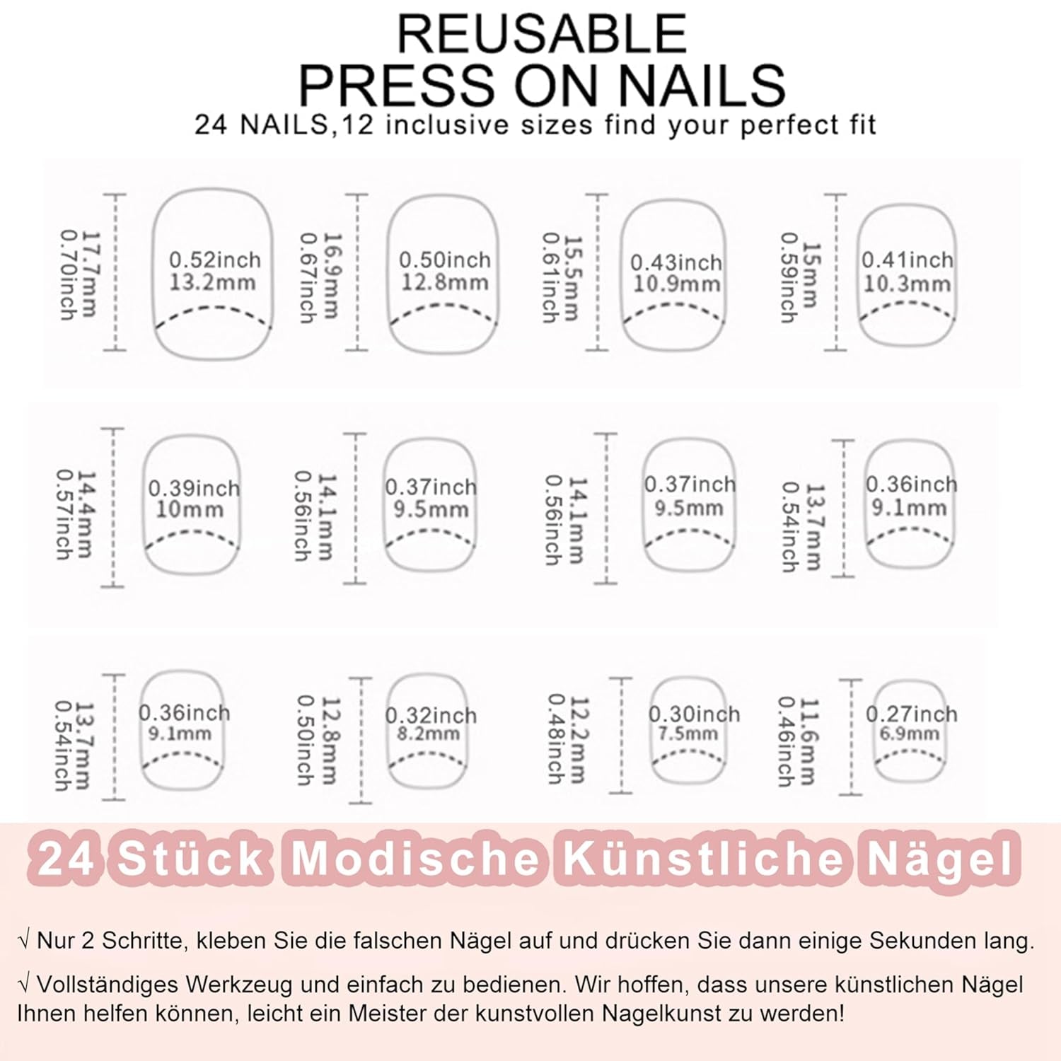 French Press on Nails, 24 Stück Rot Quadratische Nägel Zum Aufkleben Kurz, Full Cover Nageltip Tips Für Gelnägel, Künstliche Nägel, Fingernägel Fake Nails Für Frauen ＆ Mädchen Nail Art (Red)