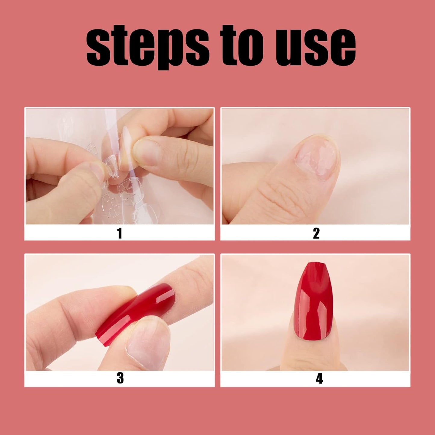 24 Stück Künstliche Nägel Zum Aufkleben Lang Rot Press on Nails Fake Falsche Nägel Fingelnägel DIY Nagelkunst Für Frauen Damen Mit Kleberpads Für Weihnachten Neujahr