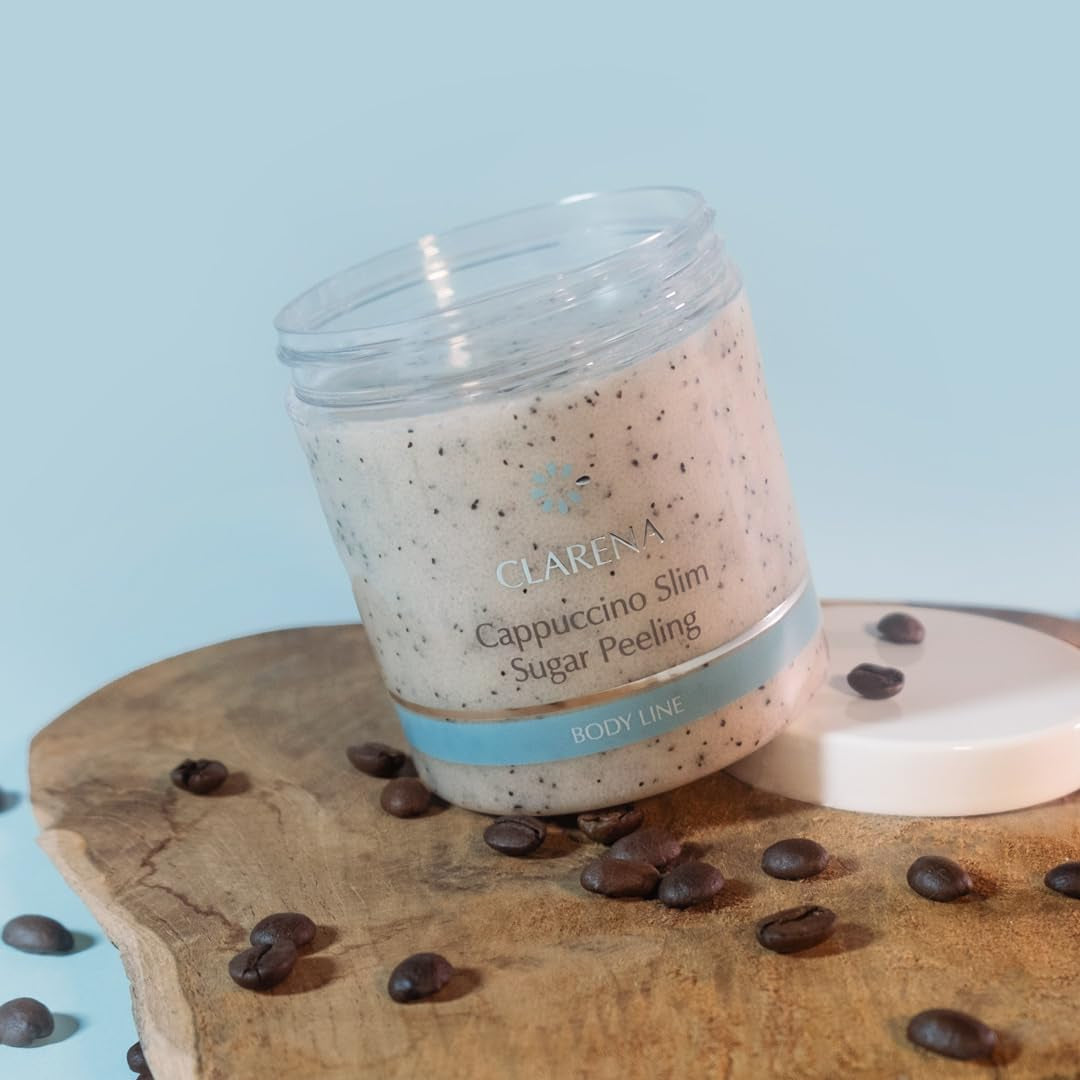 Clarena - Körperpeeling Damen - Dichtes Grobes Body Scrub - Anticellulite Body Peeling 250 Ml - Sugar Scrub - Sheabutter Creme - Traubenöl Duschpeeling - Kaffeepulver Exfoliating Scrub