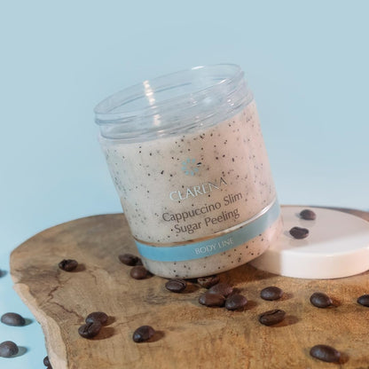 Clarena - Körperpeeling Damen - Dichtes Grobes Body Scrub - Anticellulite Body Peeling 250 Ml - Sugar Scrub - Sheabutter Creme - Traubenöl Duschpeeling - Kaffeepulver Exfoliating Scrub
