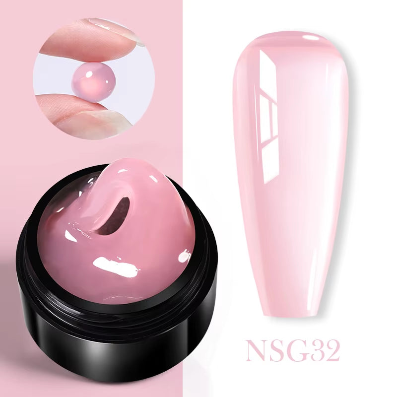 30Ml Glitter Pink Hard Jelly Nail Extension Gel Nail Polish Milky White Clear Color Soak off UV Construction Gel