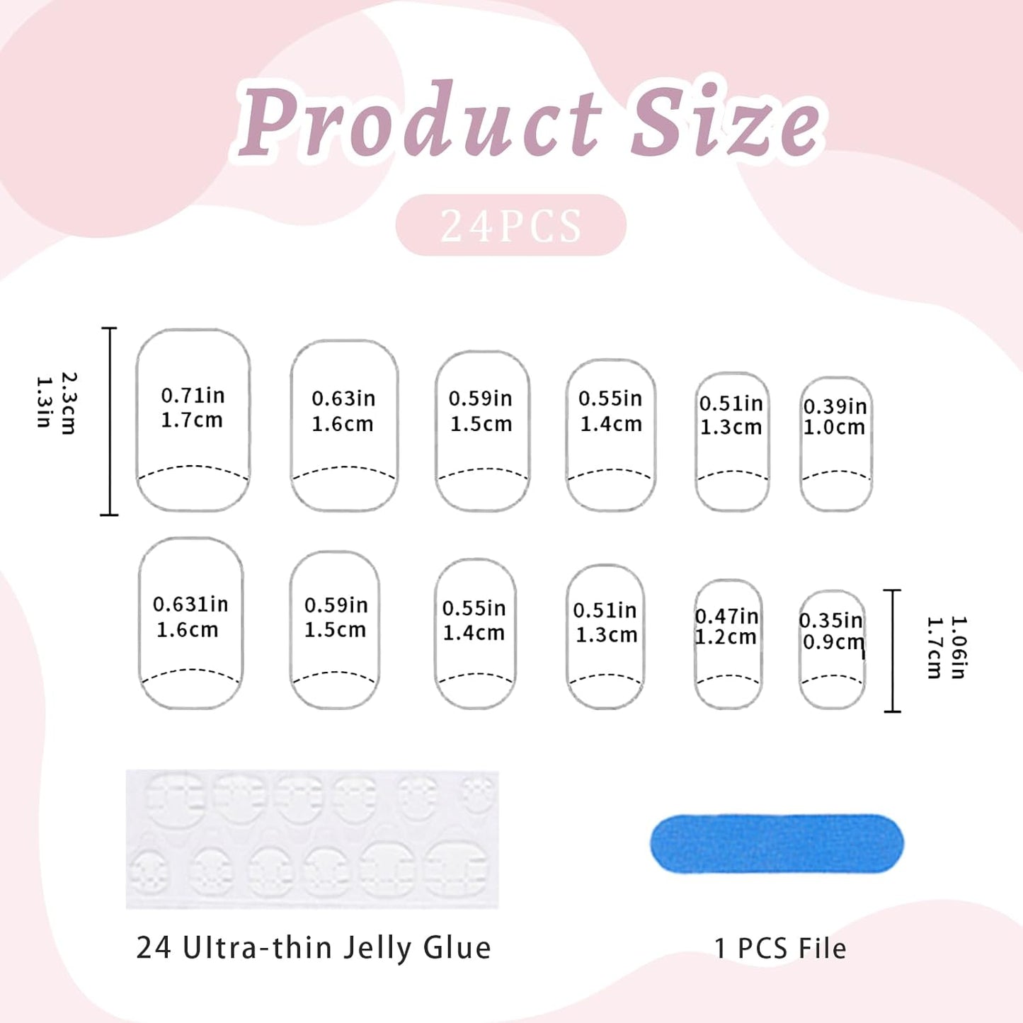 24Pcs Square Press on Nails Medium Fake Nails with Glossy Full Cover False Nails and Wine Red Broken Glass Pattern Acrylic Nails Square Glue on Nails