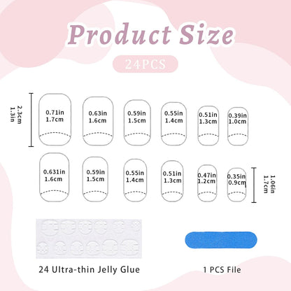 24Pcs Square Press on Nails Medium Fake Nails with Glossy Full Cover False Nails and Wine Red Broken Glass Pattern Acrylic Nails Square Glue on Nails