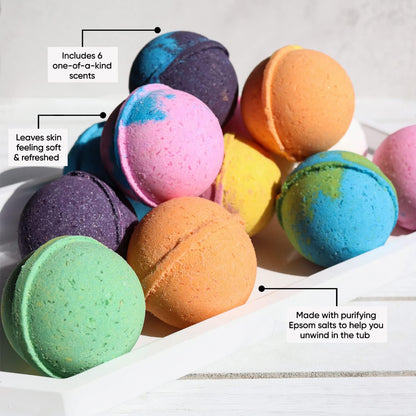 Bath Bomb Gift Set for Body to Soak, Nourish & Relax, 6 Ct.