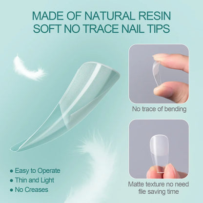 120Pcs/Box Gel X Nail Tips Medium Short Shape Almond/Square/Soft Gel Nail Tips False Nails Soak off Easy Nail Extensions