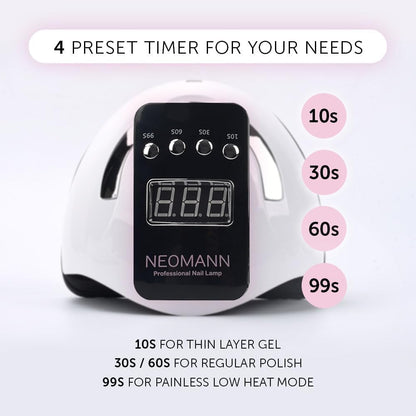NEOMANN UV Lampe Für Gelnägel - 280 Watt & 66 Lampen, Professionelle LED Lampe Nägel,Schneller Nageltrockner, 4 Timer Einstellungen - LED Nagellampe, Nagellack UV Lampe