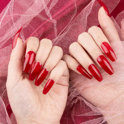 24 Stück Künstliche Nägel Zum Aufkleben Lang Rot Press on Nails Fake Falsche Nägel Fingelnägel DIY Nagelkunst Für Frauen Damen Mit Kleberpads Für Weihnachten Neujahr