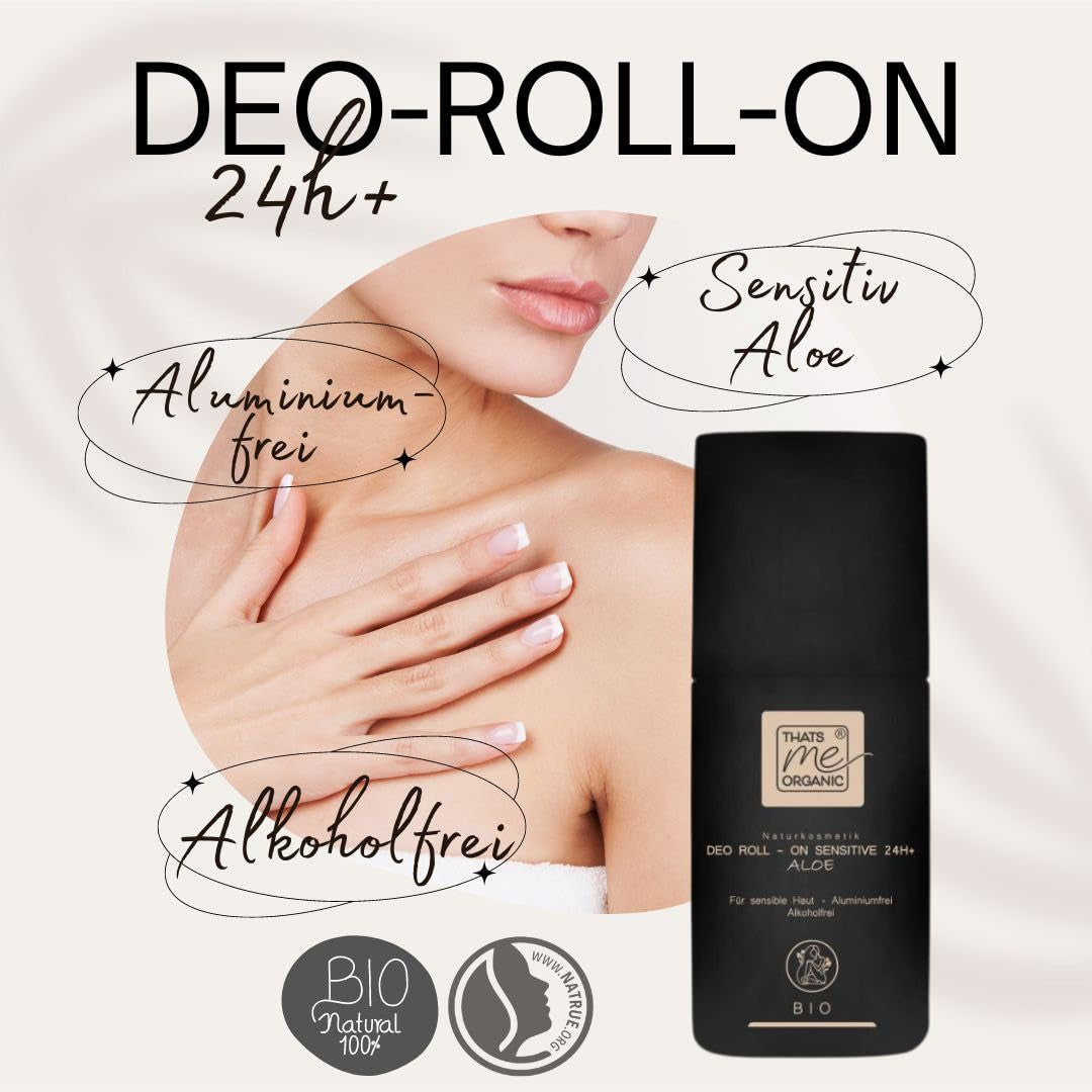 Thats Me Organic Bio Deo Roll-On Sensitive 24H (50Ml) – Natürliches Deo Ohne Aluminium Und Alkohol – Sanft Zur Haut Dank Aloe Vera – Für Alle Hauttypen – Vegan Und Natrue Bio Zertifiziert