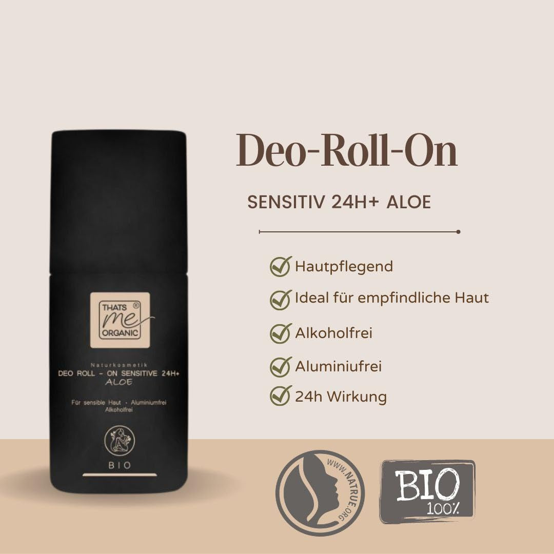 Thats Me Organic Bio Deo Roll-On Sensitive 24H (50Ml) – Natürliches Deo Ohne Aluminium Und Alkohol – Sanft Zur Haut Dank Aloe Vera – Für Alle Hauttypen – Vegan Und Natrue Bio Zertifiziert