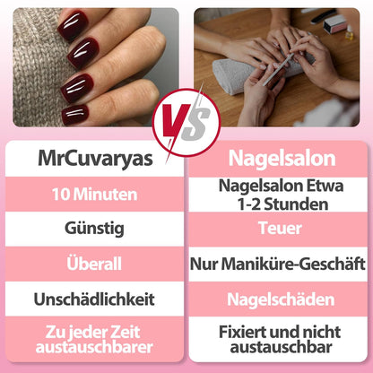 French Press on Nails, 24 Stück Rot Quadratische Nägel Zum Aufkleben Kurz, Full Cover Nageltip Tips Für Gelnägel, Künstliche Nägel, Fingernägel Fake Nails Für Frauen ＆ Mädchen Nail Art (Red)